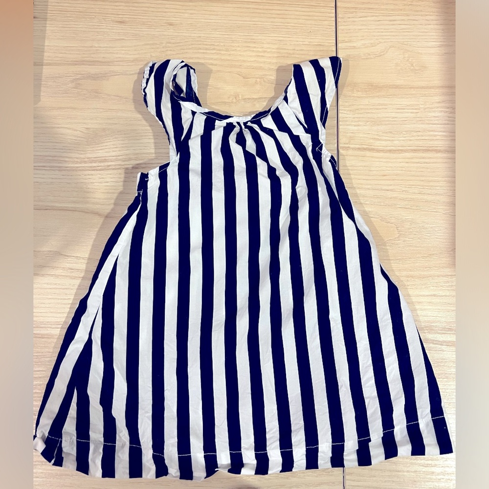 Crew cuts navy blue and white striped summer dress, size 2T